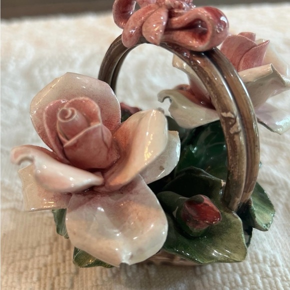 Vintage Capodimonte Italian Porcelain Flowers In Basket - Picture 8 of 12